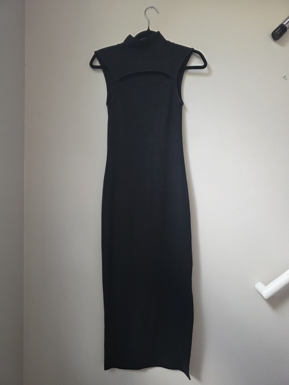 AllSaints Black Sleeveless Maxi Dress with Mock Neck